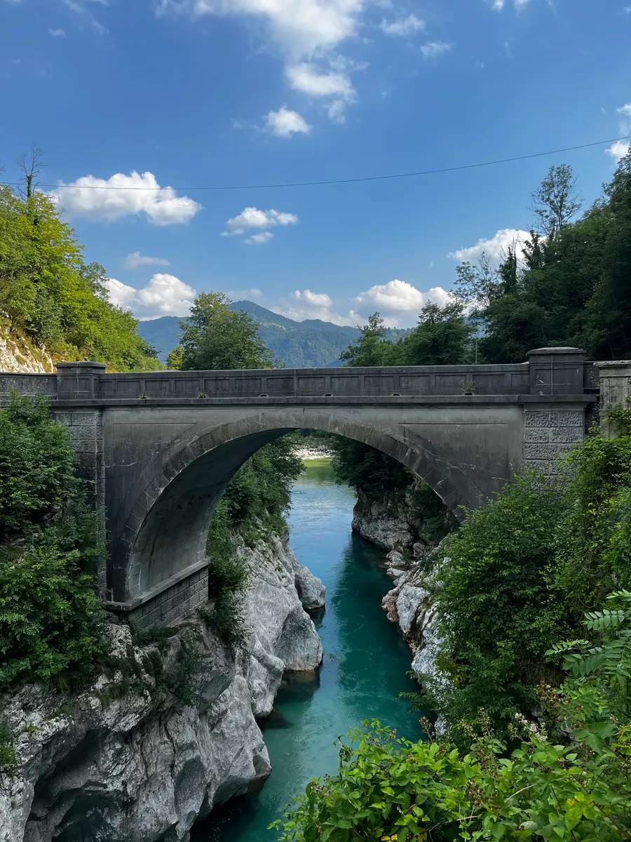 SUP on the Soča River near the bridge