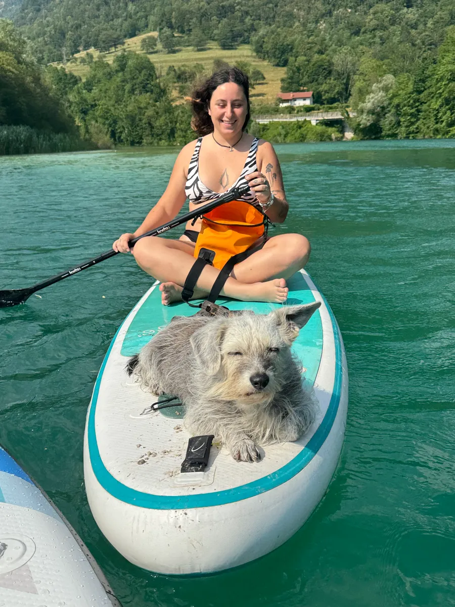 SUP with a dog and views of the Soča Valley