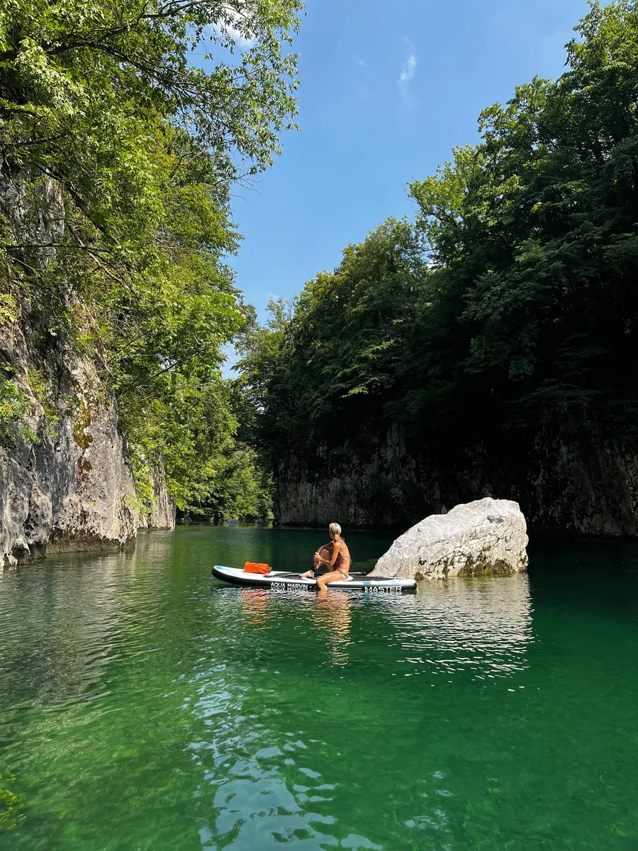 Exploring the Idrijca canyon on a SUP